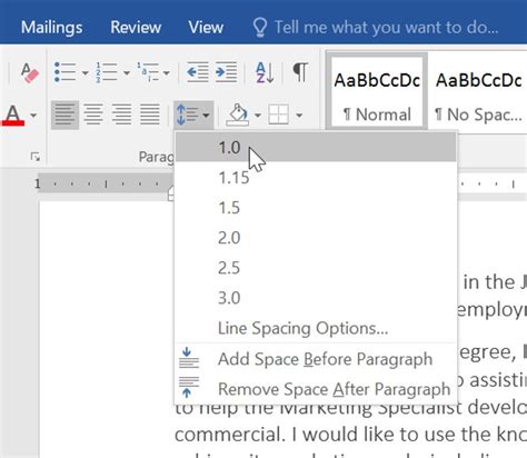 Word: Line and Paragraph Spacing .